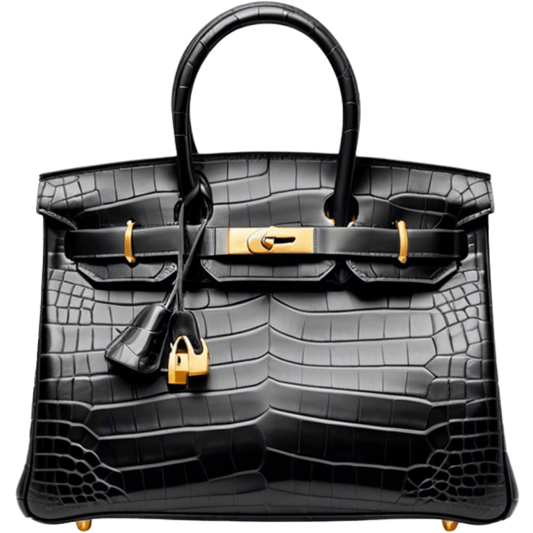 Birkin bag black with crocodile leather  emoji