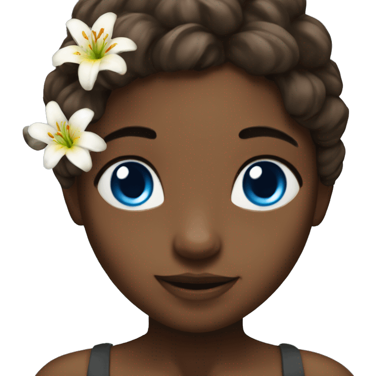 lilies fairy with brown skin and blue eyes emoji