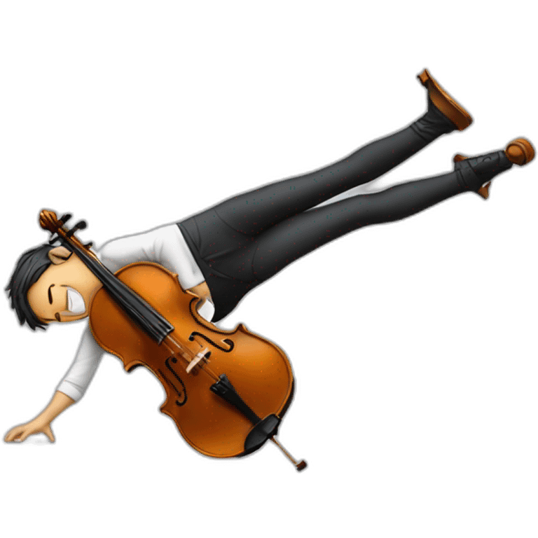 man doing a handstand while playing violin emoji