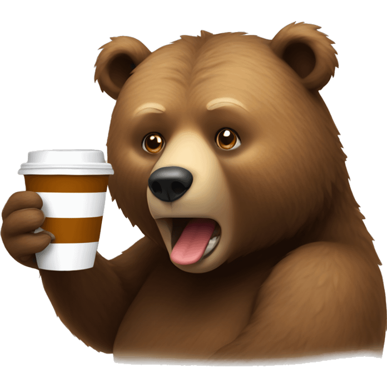 Bear drinks coffee emoji