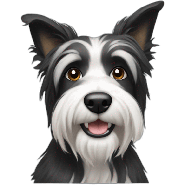 black and white long haired terrier with pointy ears emoji