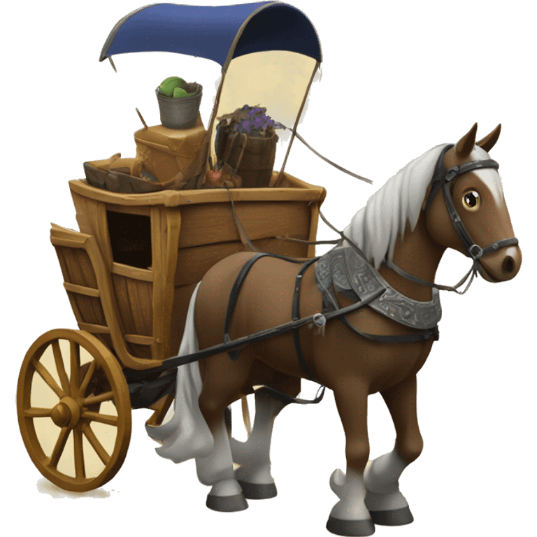 medival wodden horse carriage full of medival things emoji