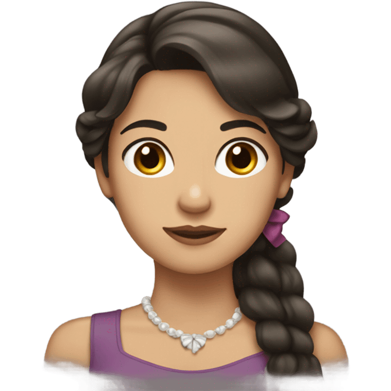 woman with long dark brown hair with bow emoji