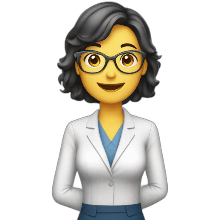 Teacher woman happy with glass emoji