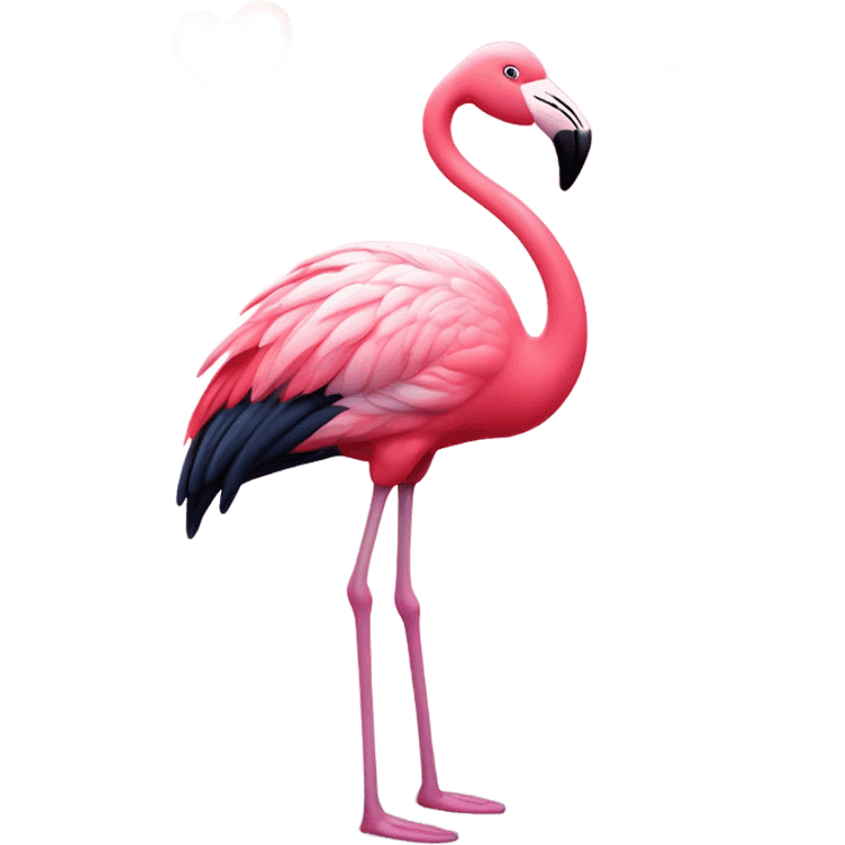 Flamingo and hearts emoji