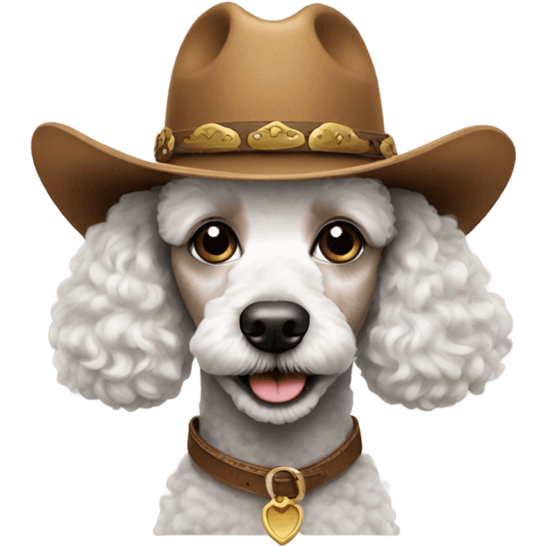 Poodle wearing a cowboy hat emoji