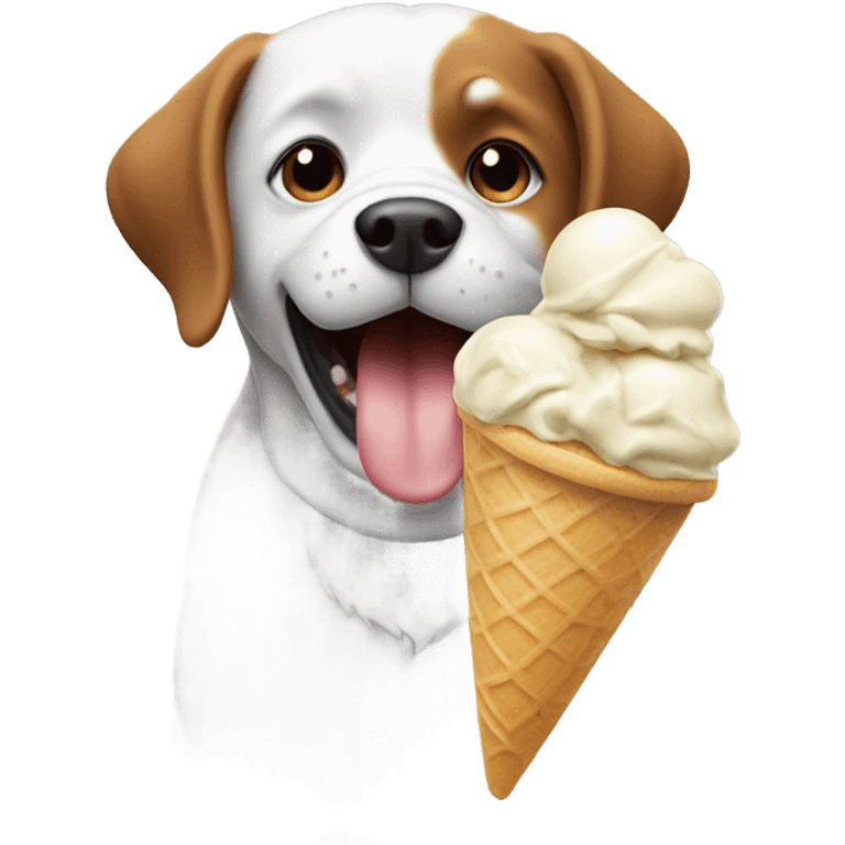 A dog eating ice cream emoji