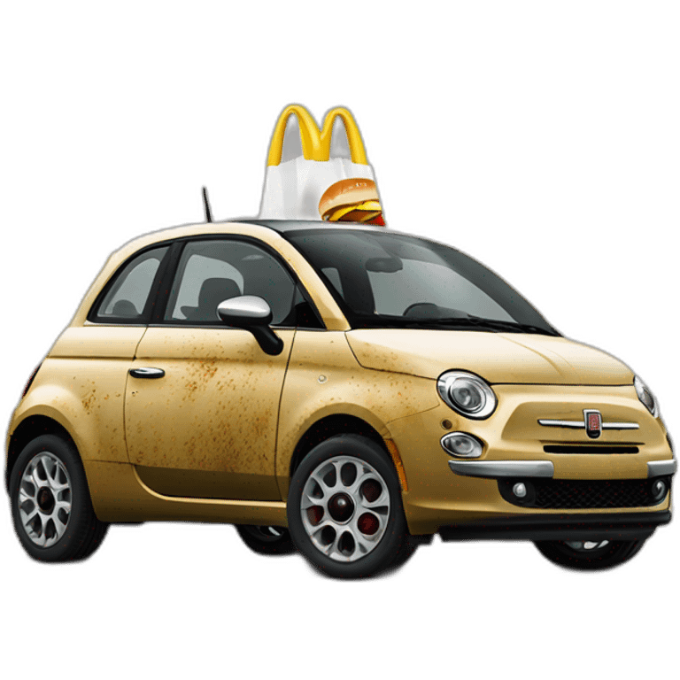 Dirty diesel fiat 500 at a McDonald’s drive through emoji