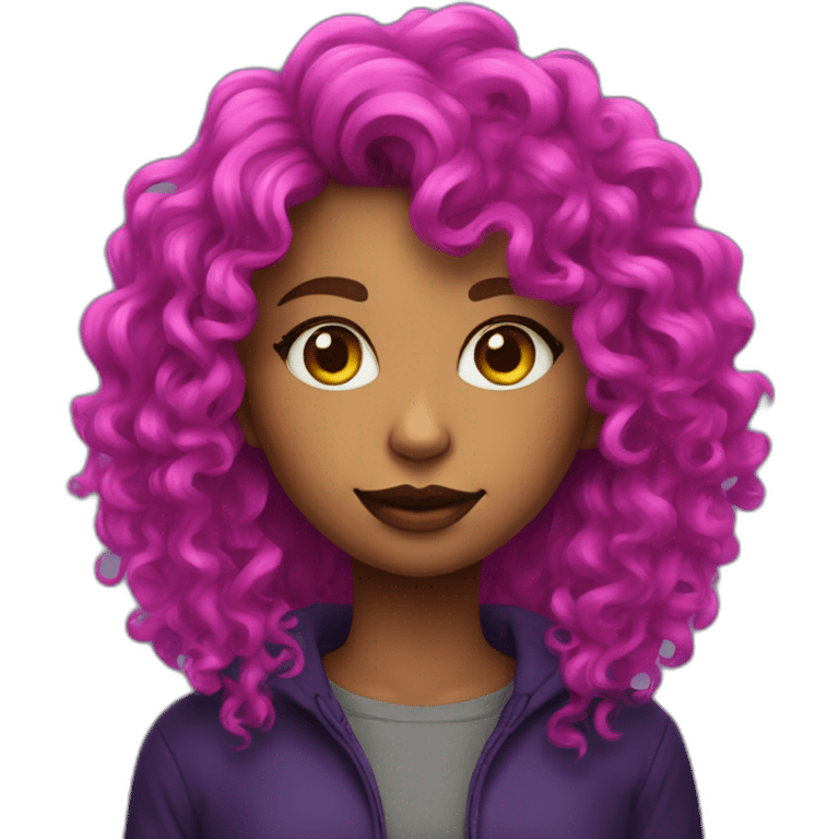 two neon colors Dyed curly hair Girl with a cat emoji