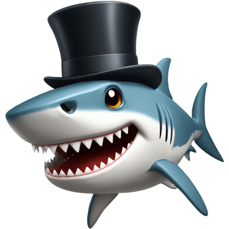 Shark with a top hat emoji