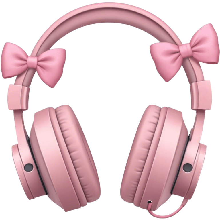 Headphone with 2 light pink bows emoji