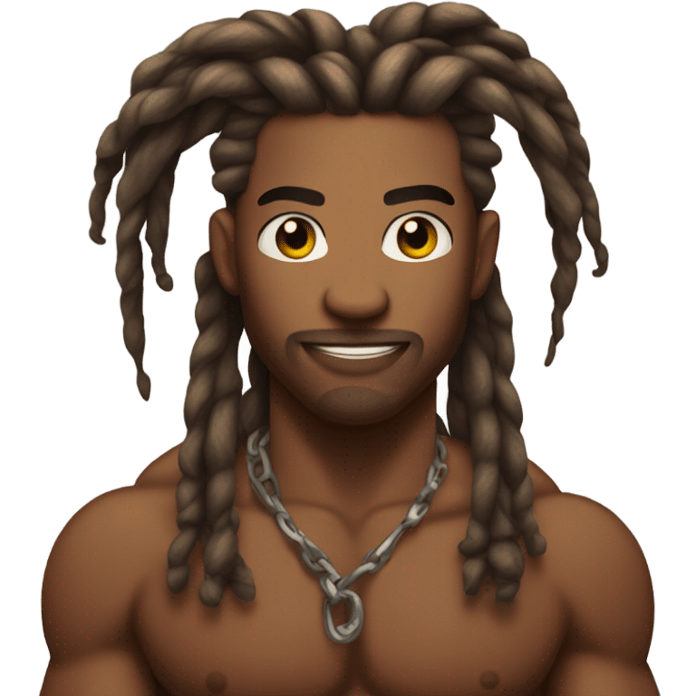 Flexing brown with tattoos and long dreadlocks  emoji