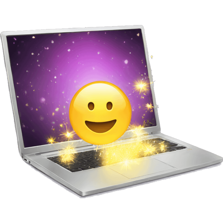 laptop and sparkling emoji