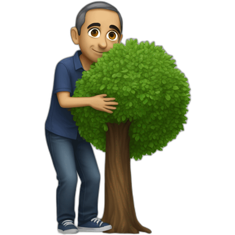 realistic eric zemmour hugging a tree emoji