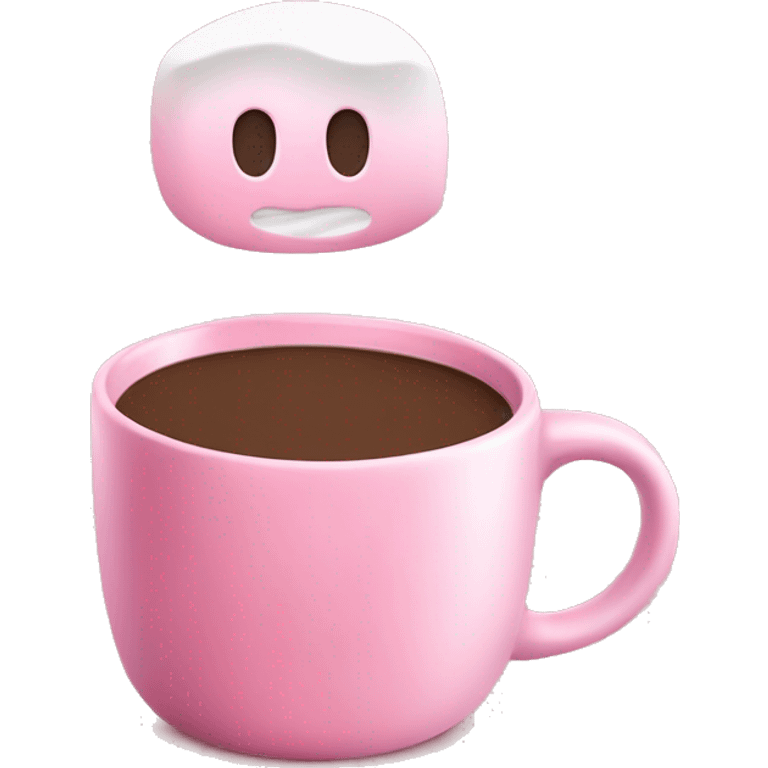 a pink plain coffee mug without a face with one handle on the right, coffee inside it, and marshmallows without a face float in the coffee, there is nothing around emoji