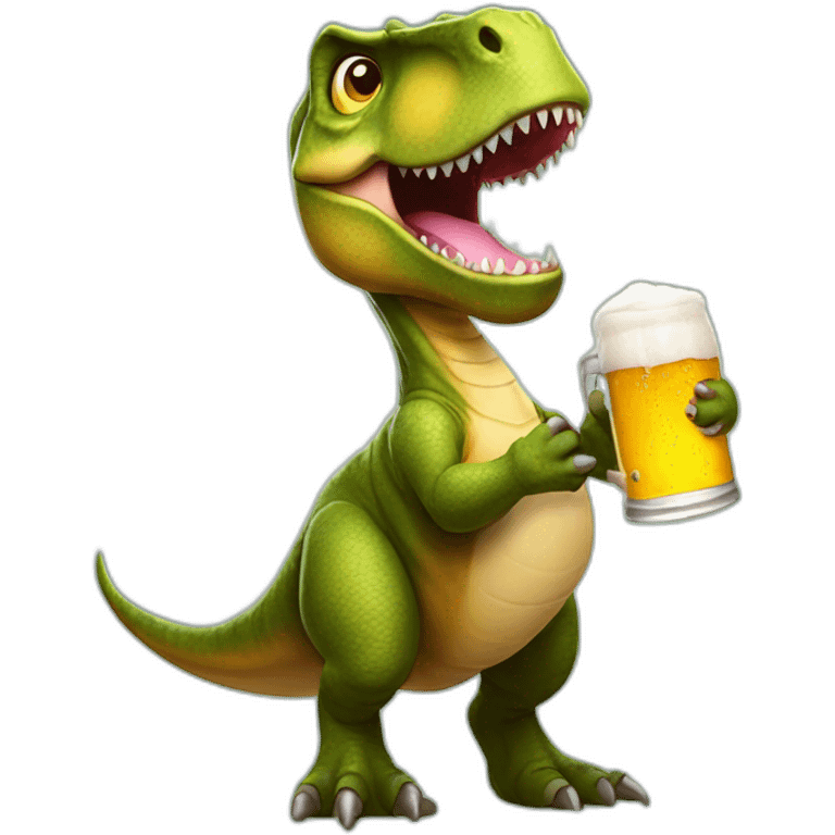 T rex holding a beer emoji