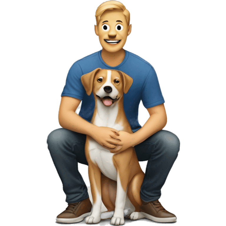 dog sitting on men emoji