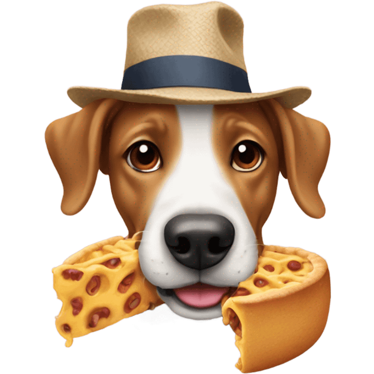 Dog eat food wearing hat emoji