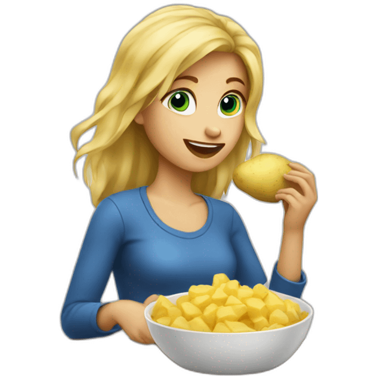 blond girl eating potato emoji