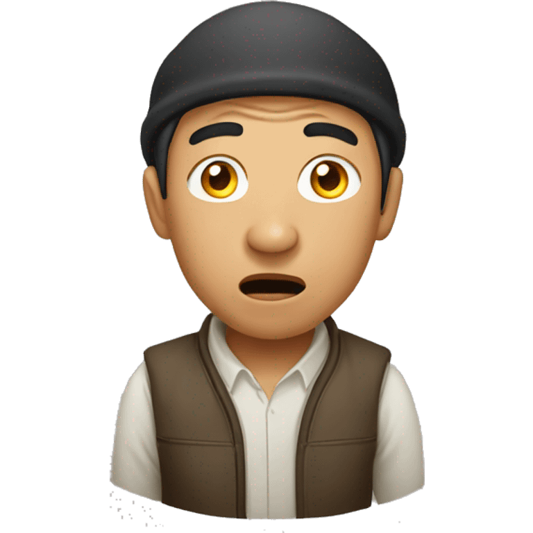 Kyrgyz man have a surprised emoji