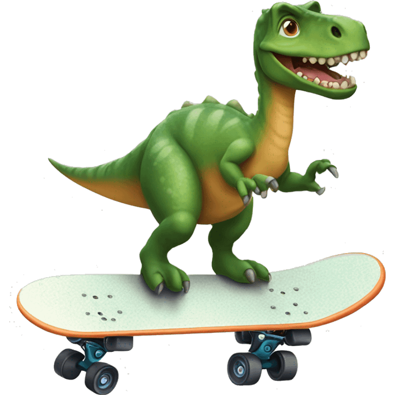 Dinosaur riding skateboard emoji