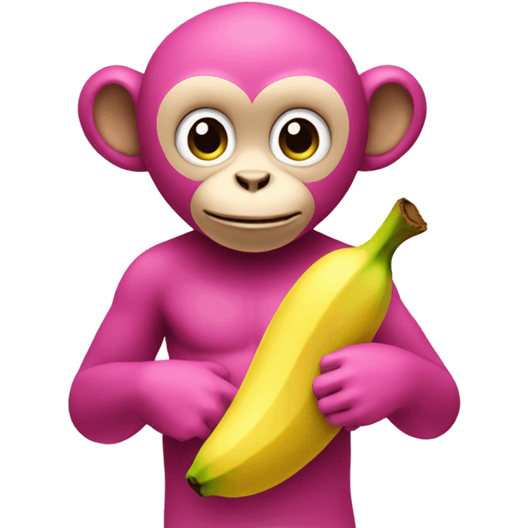 Pink monkey and banana emoji