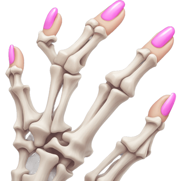 Skeleton hands bones with pink polish nails  emoji