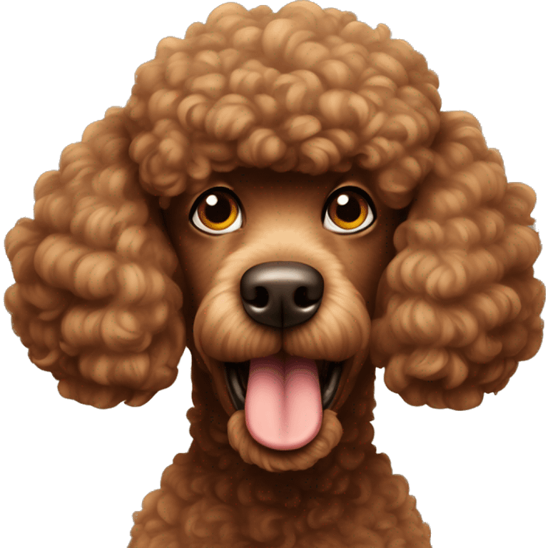 A brown poodle with a really mad face and angry eyebrows  emoji