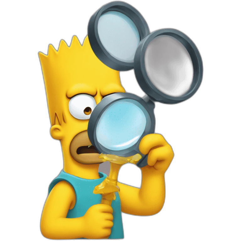 Bart Simpson looking through a magnifying glass emoji