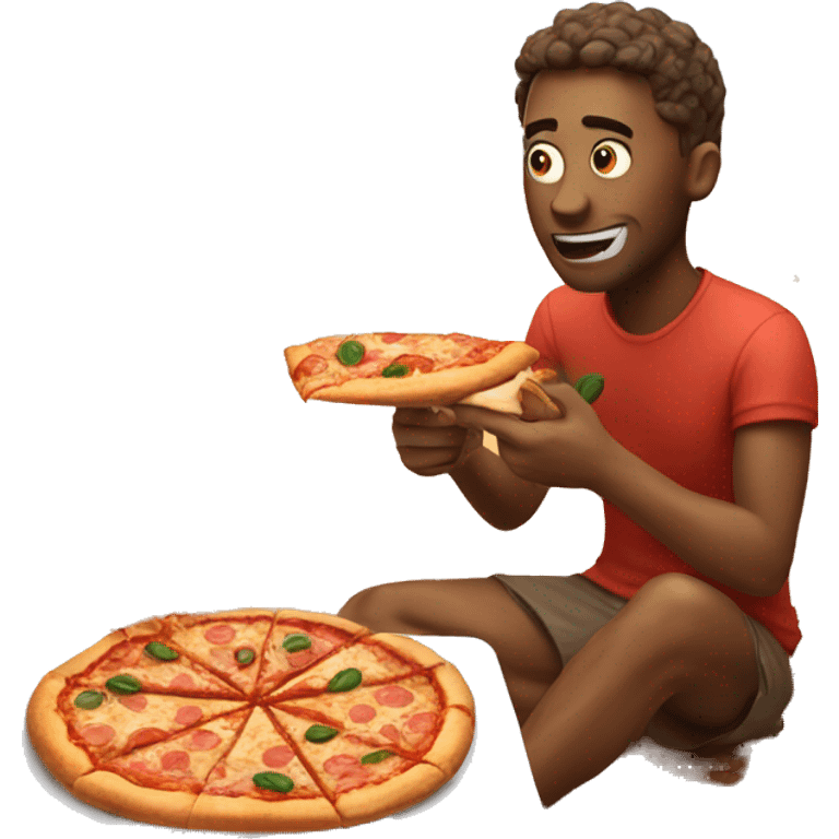 Guy eating pizza in the desert  emoji