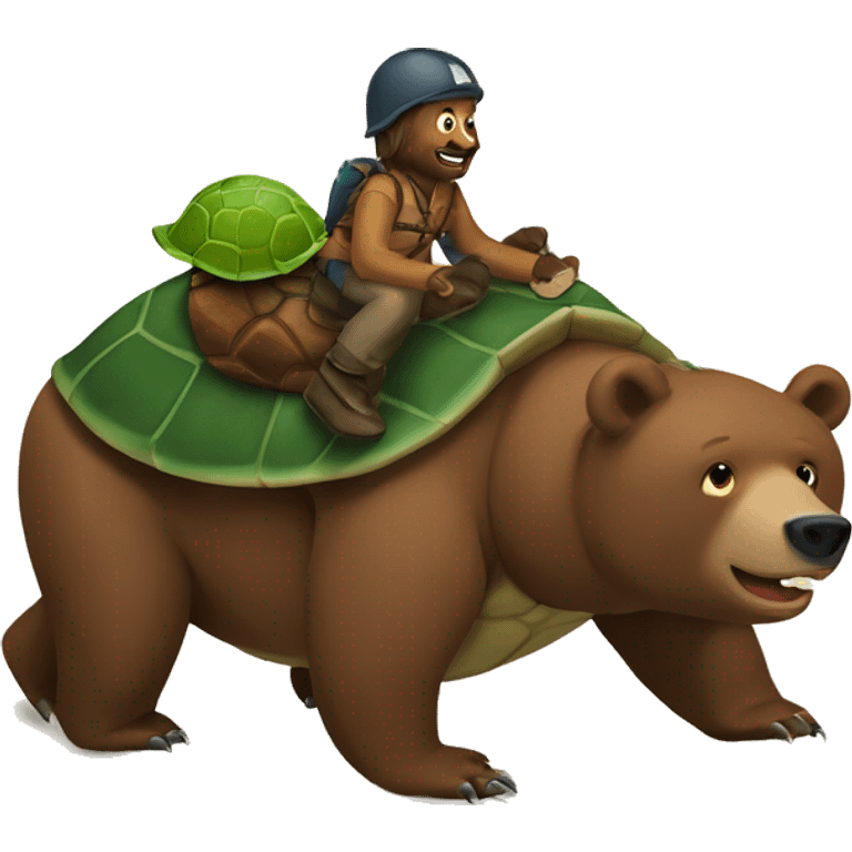 grizzly bear riding a turtle emoji