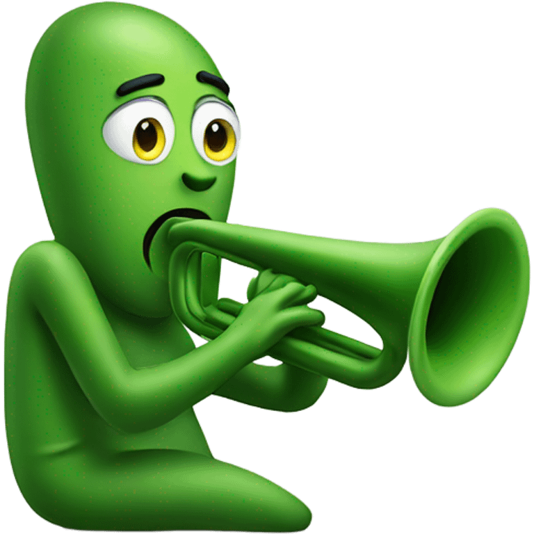 Green bean playing a trumpet  emoji