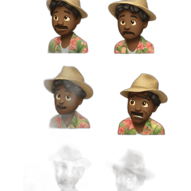 Crying black man in Hawaiian shirt and 5 panel hat emoji