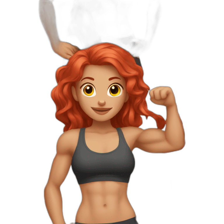 fit girl with abs biceps and red hair red hair emoji