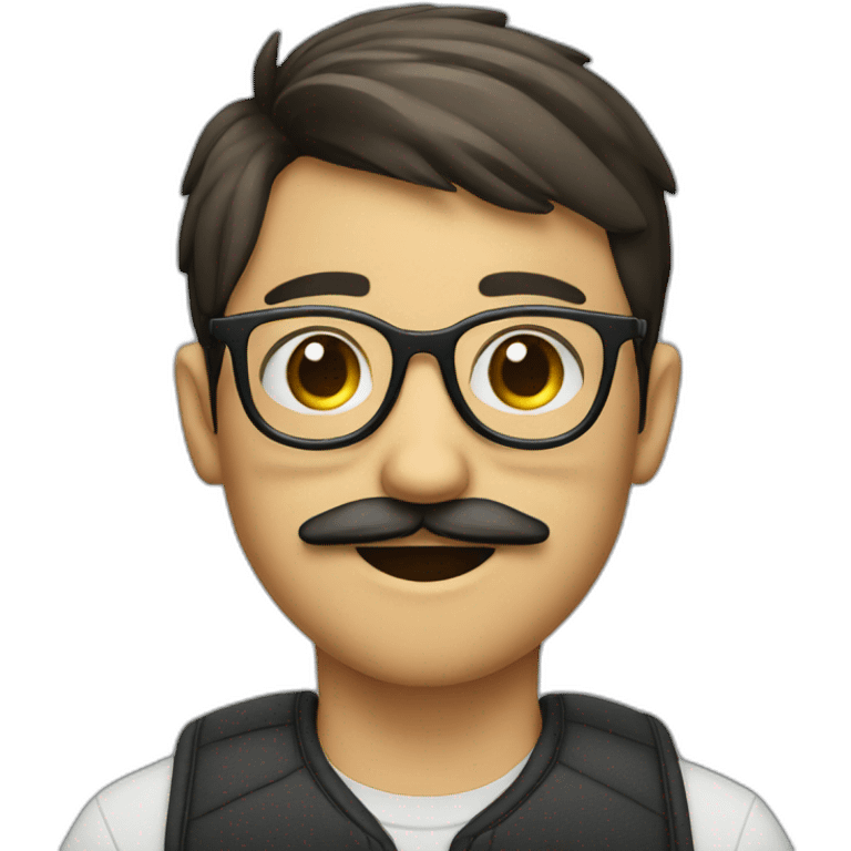 boy with a mustache and beard with a pair of glasses emoji