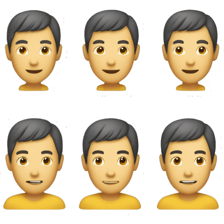 a middle age chinese man avatar, smile,no glasses,no beard,yellow t-shirt emoji