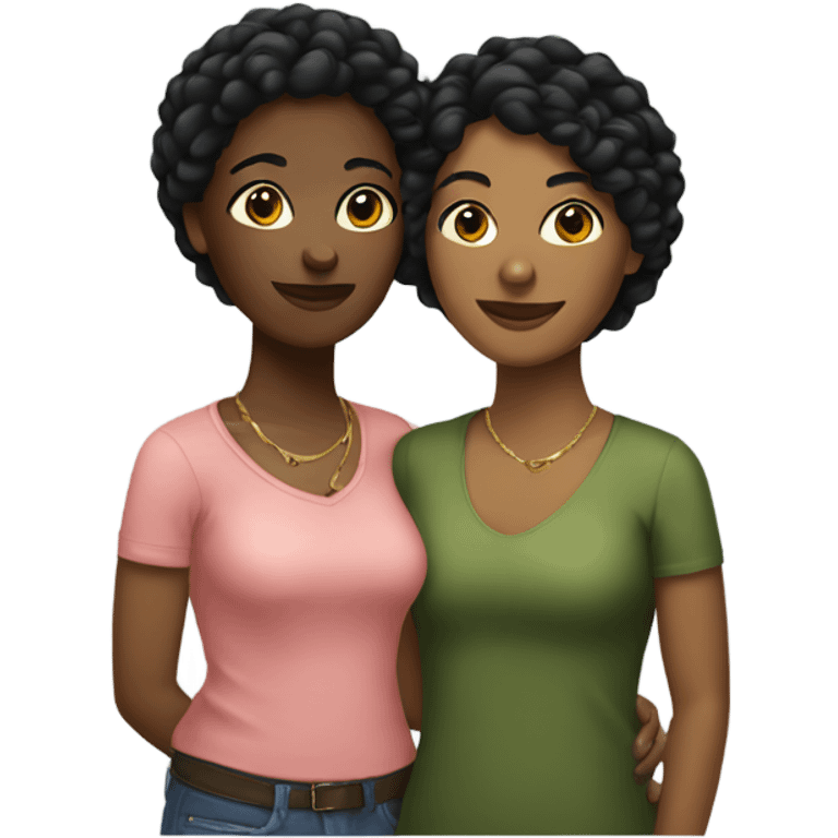 Black and Latina lesbian couple emoji