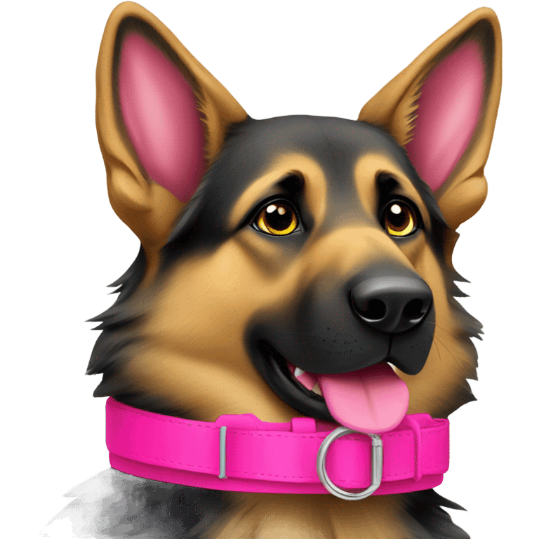 German shepherd with hot pink dog collar emoji