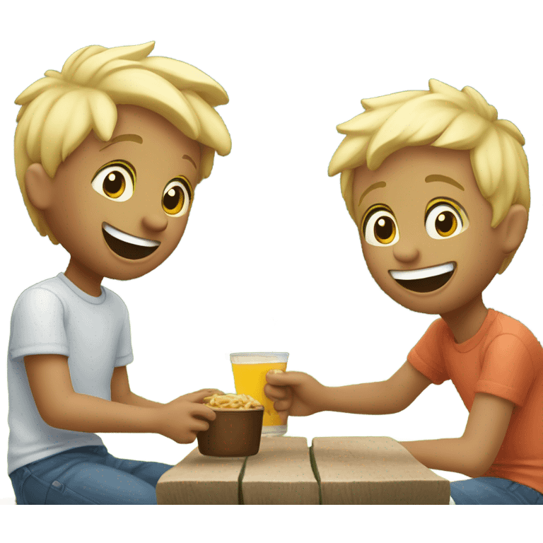 blonde boys having fun outdoors emoji