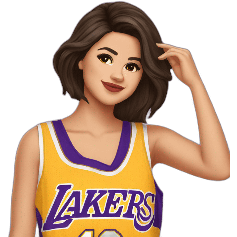 selena gomez wearing lakers jersey emoji