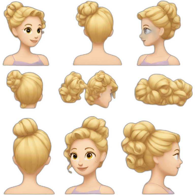 blonde curly hair up in chignon emoji