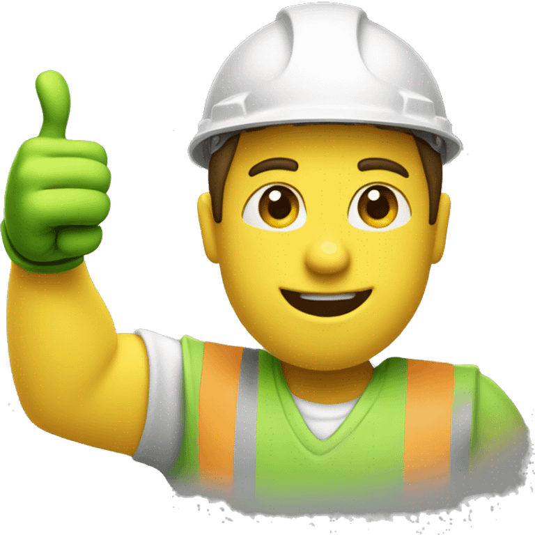 a construction worker doing thumbs up with a green helmet and a yellow shirt emoji