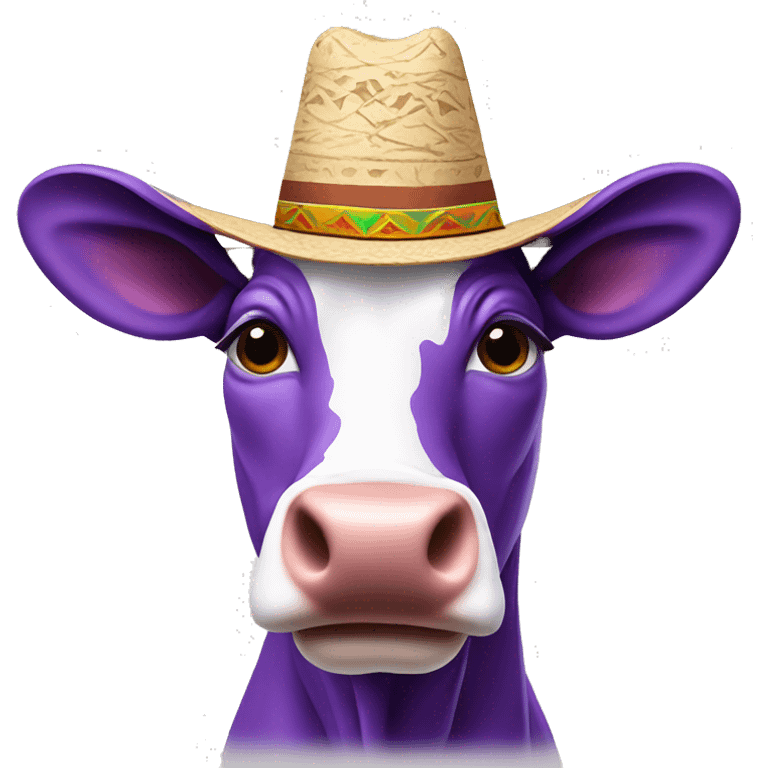 Purple cow wearing a sombrero emoji