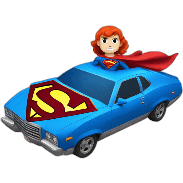 Car with cosplay of superman emoji