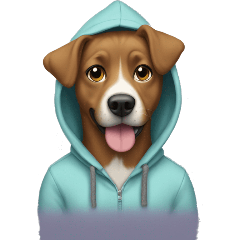 Felicity as a dog wearing a hoodie emoji