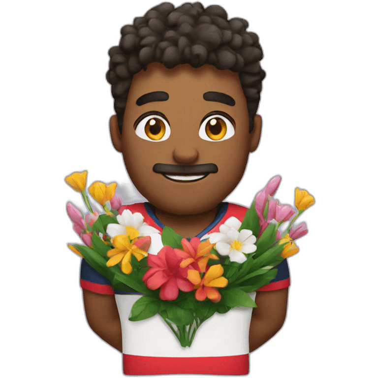 Rugbyman with flowers  emoji