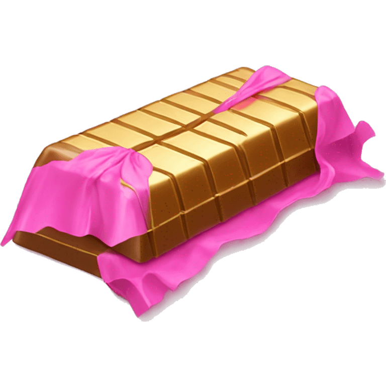 Pink chocolate bar with gold wrapping  emoji