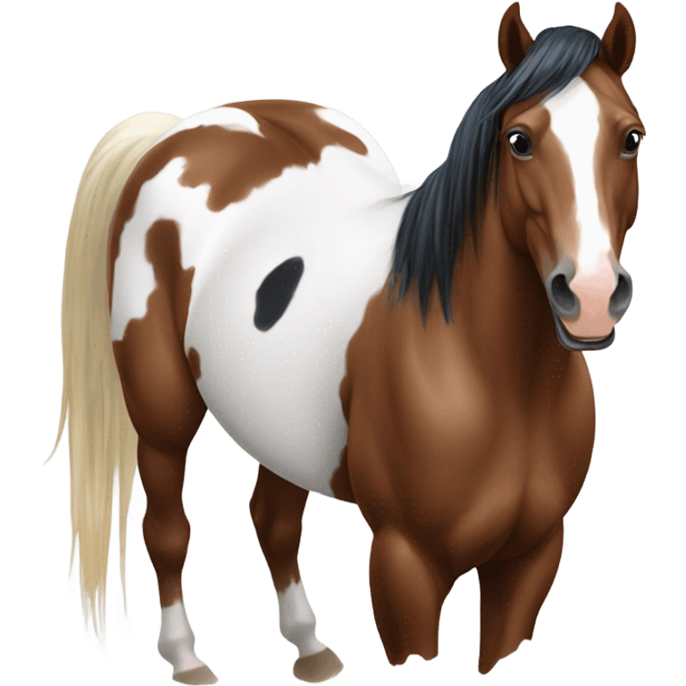 Happy paint horse with bay quarter horse  emoji