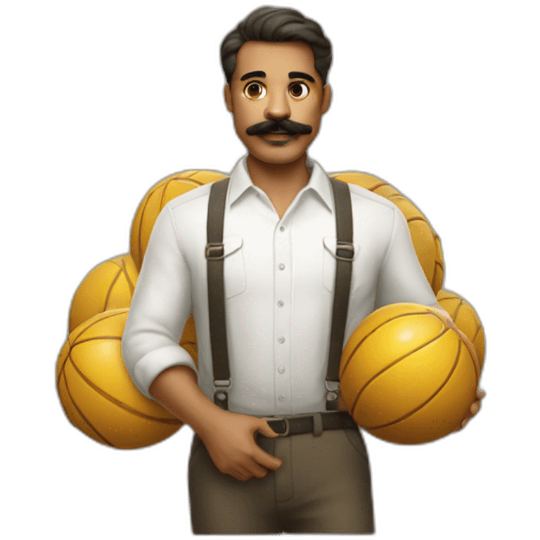  Expressively strenuously carrying heavy balls white Cuban Man with mustache emoji