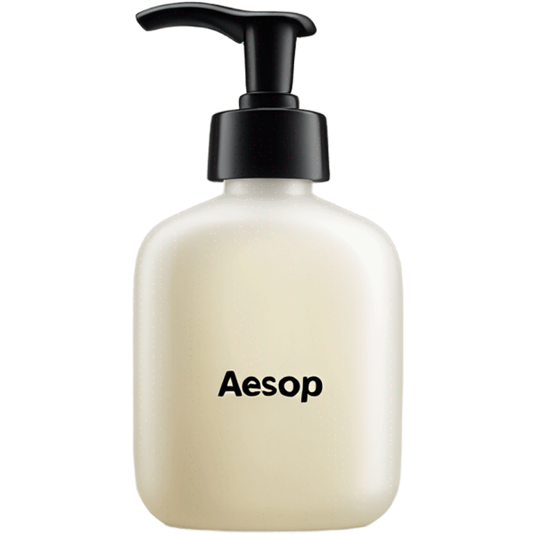 Hand soap container that says Aesop  emoji